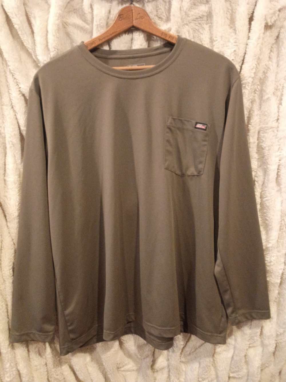 Dickies Long Sleeve Pocket T-Shirt Olive Green Crew Neck Workwear Tee 2XL